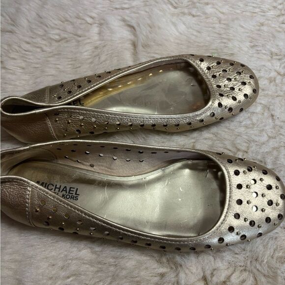 Michael Kors Gold Studded Ballet Flats - Picture 3 of 6